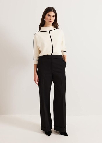 Phase Eight Trixie Turn Up Hem Trousers Black Canada | RGCEWN-657